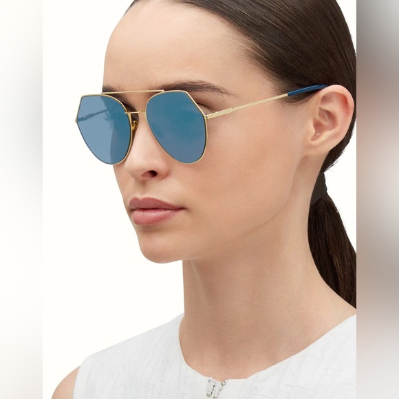 💯 - New Authentic Fendi Eyeline Blue Metal Sunglasses FF 0194/S 000552A - Picture 1 of 14
